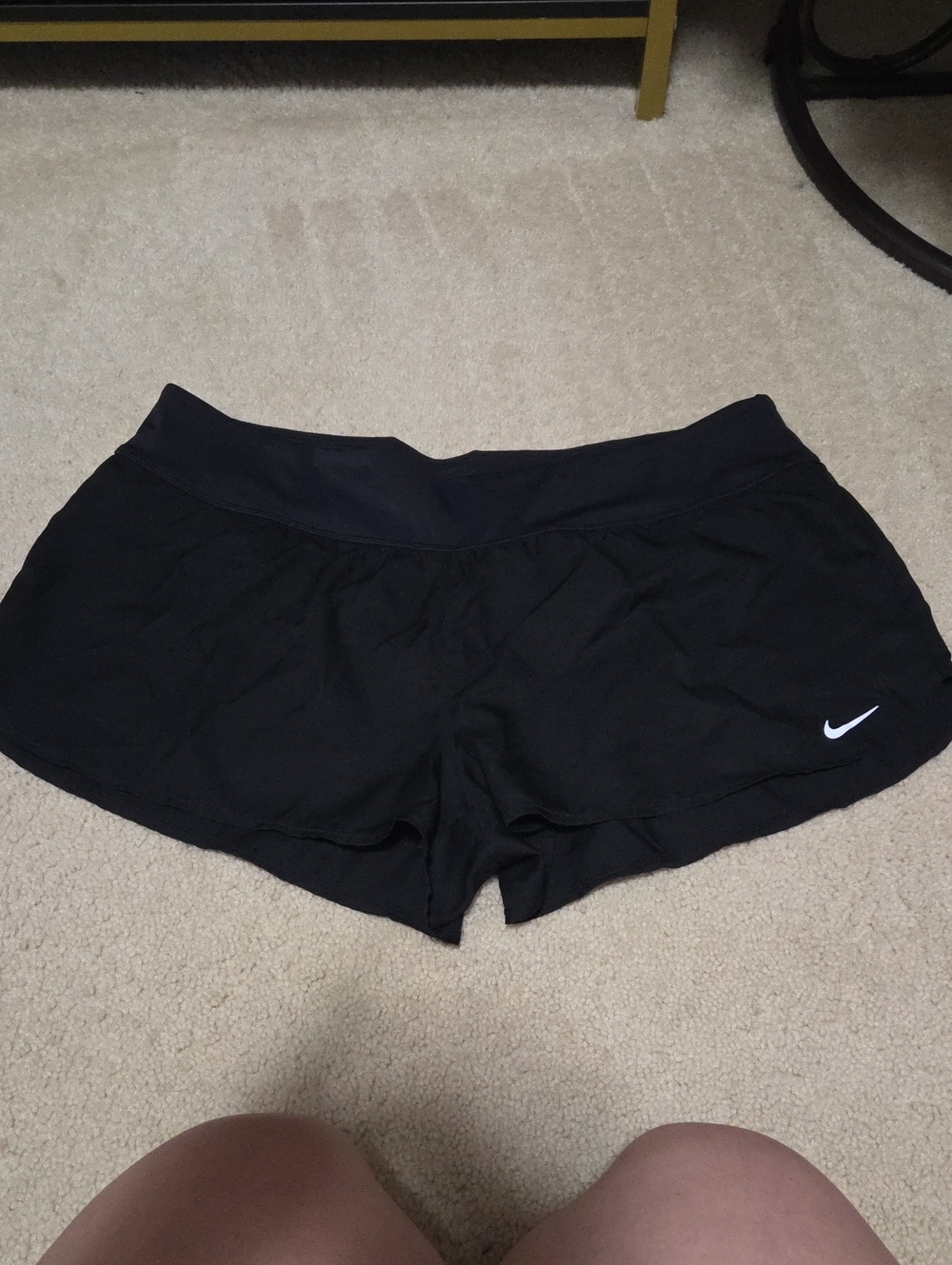 Nike Black Women's Athletic Shorts with White Swoosh